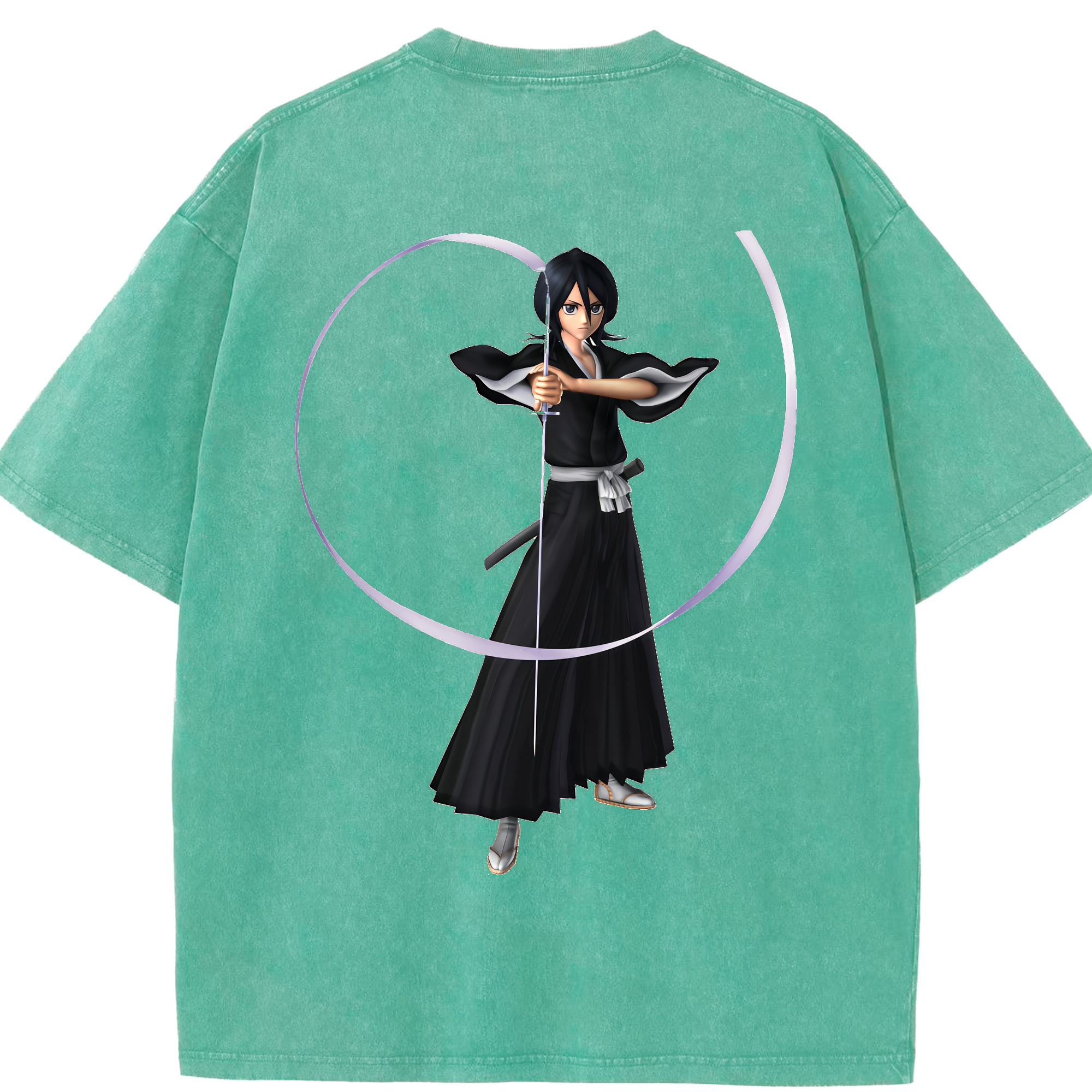 （画像用） ブリーチ 朽木ルキア BLEACH Kuchiki Rukia 綿100% ヴィンテージ風 半袖Tシャツ（背面プリント）